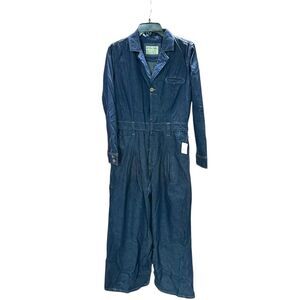 New Free People Franklin Tailored One Piece Denim Jumpsuit Rinse S